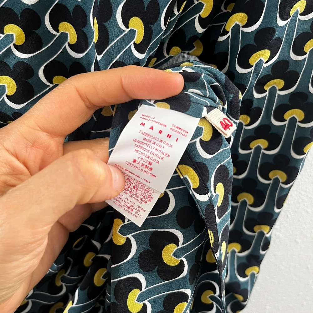 MARNI 100% Silk Geometric Print Midi Dress Size IT=40/ US=4 - Picture 10 of 12